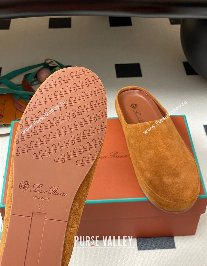 Loro Piana Tomori Sabot Flat Mules in Suede Brown Yellow 2025 (HH-250827007)
