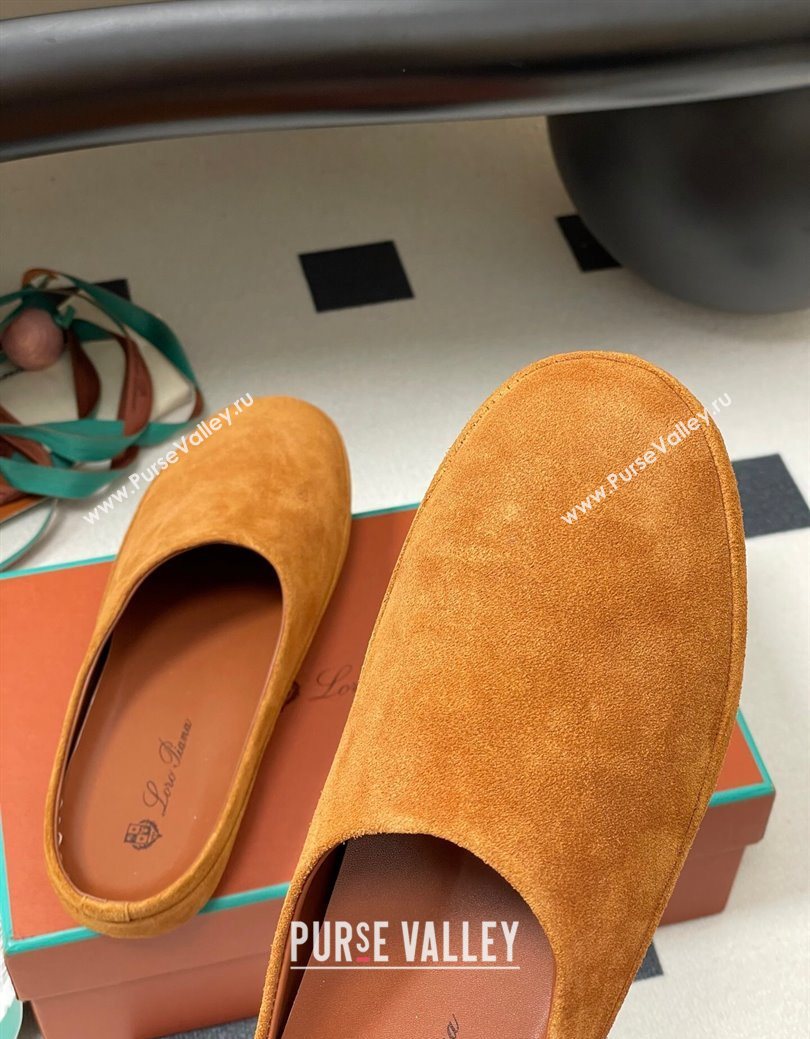 Loro Piana Tomori Sabot Flat Mules in Suede Brown Yellow 2025 (HH-250827007)