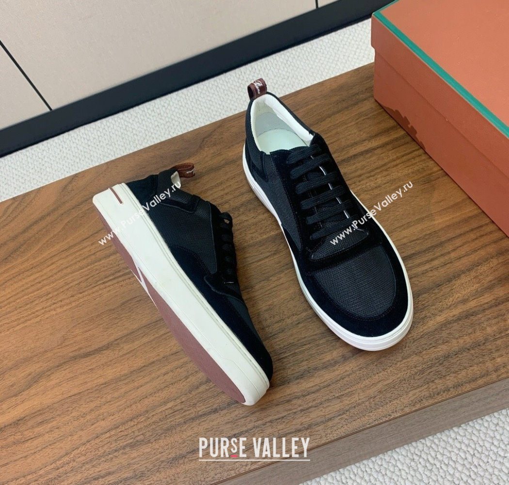 Loro Piana Newport Walk Sneakers in Suede and Mesh Black 2025 (HH-250827001)