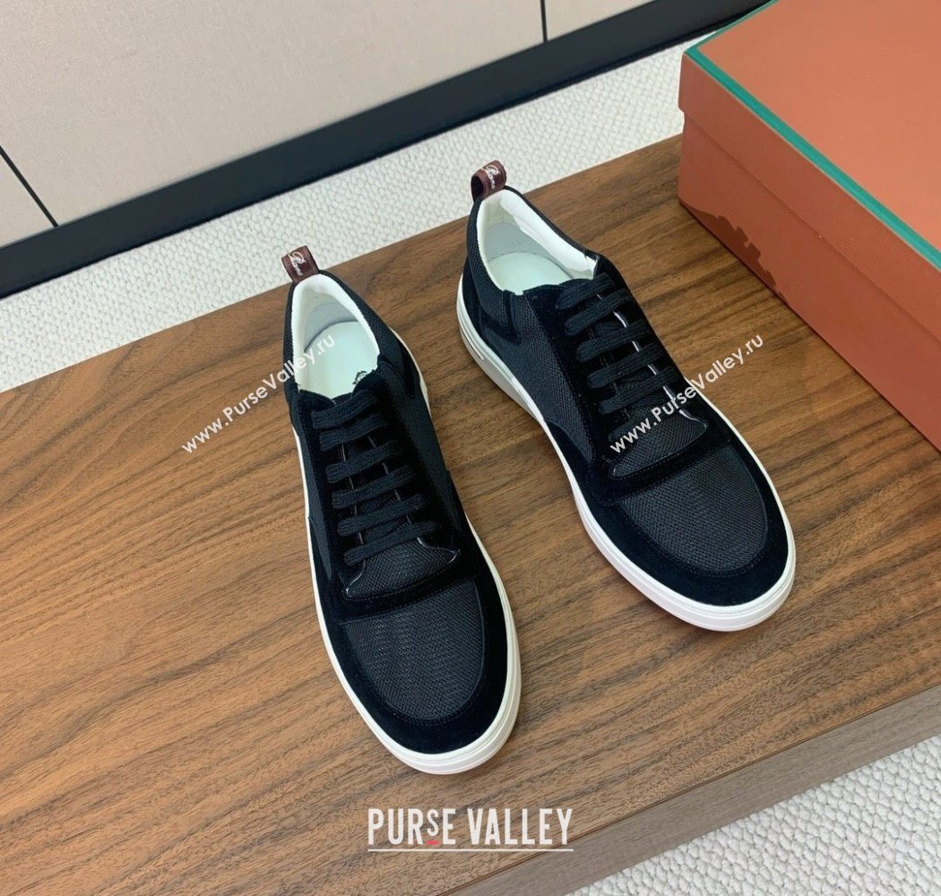 Loro Piana Newport Walk Sneakers in Suede and Mesh Black 2025 (HH-250827001)