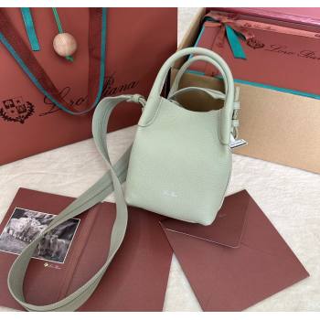 Loro Piana Small Bale Bucket Bag in Grained Calfskin Leather Mustard Green 2025 0925 (XLU-250925060)