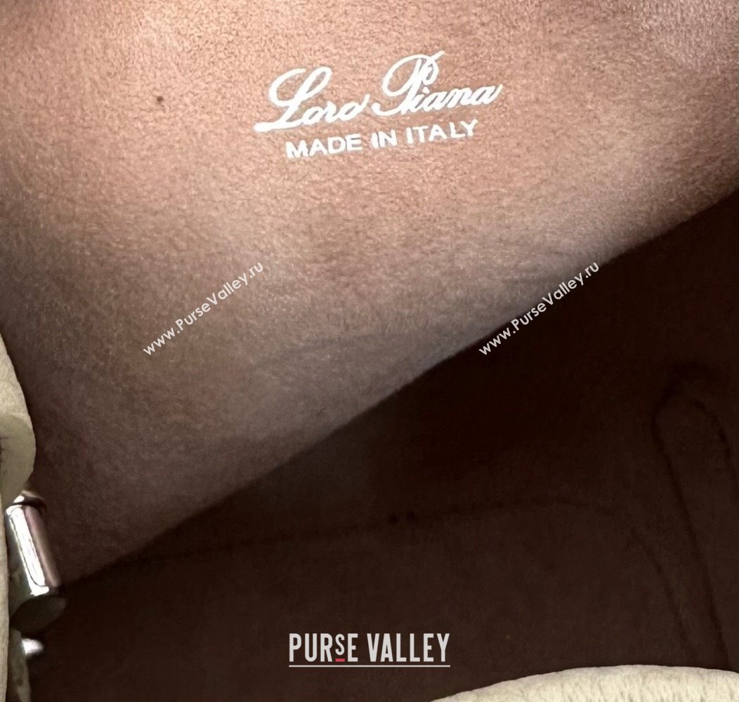 Loro Piana Small Bale Bucket Bag in Grained Calfskin Leather Mustard Green 2025 0925 (XLU-250925060)