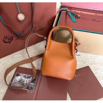 Loro Piana Small Bale Bucket Bag in Smooth Calfskin Leather Brown 2025 0925 (XLU-250925062)