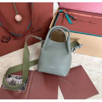 Loro Piana Small Bale Bucket Bag in Grained Calfskin Leather Yerba Mate Green 2025 0925 (XLU-250925064)