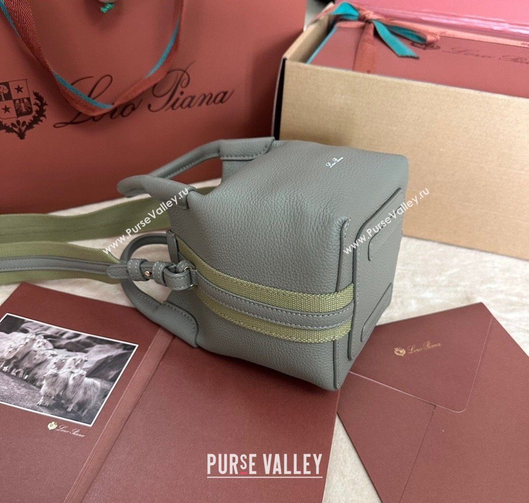 Loro Piana Small Bale Bucket Bag in Grained Calfskin Leather Yerba Mate Green 2025 0925 (XLU-250925064)