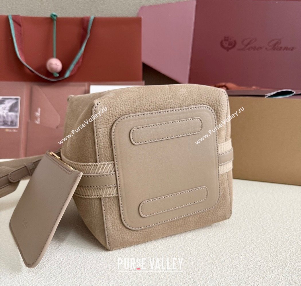 Loro Piana Small Bale Bucket Bag in Grained Nubuck Grey 2025 0925 (XLU-250925050)