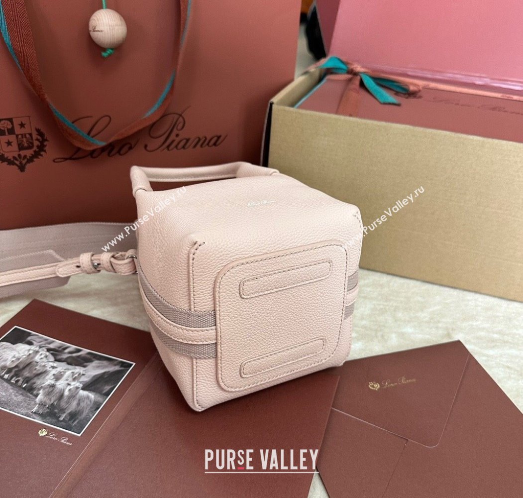 Loro Piana Small Bale Bucket Bag in Grained Calfskin Leather Marble Pink 2025 0925 (XLU-250925065)