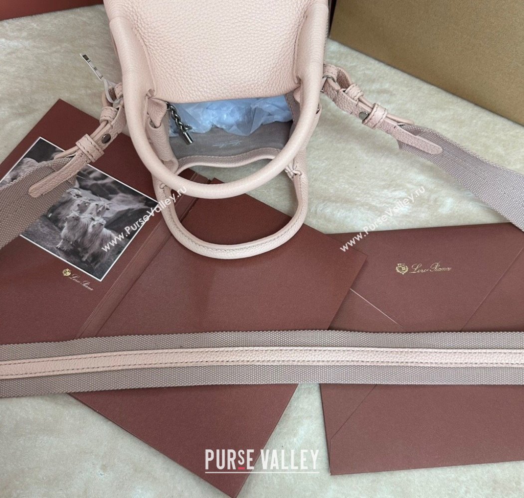 Loro Piana Small Bale Bucket Bag in Grained Calfskin Leather Marble Pink 2025 0925 (XLU-250925065)