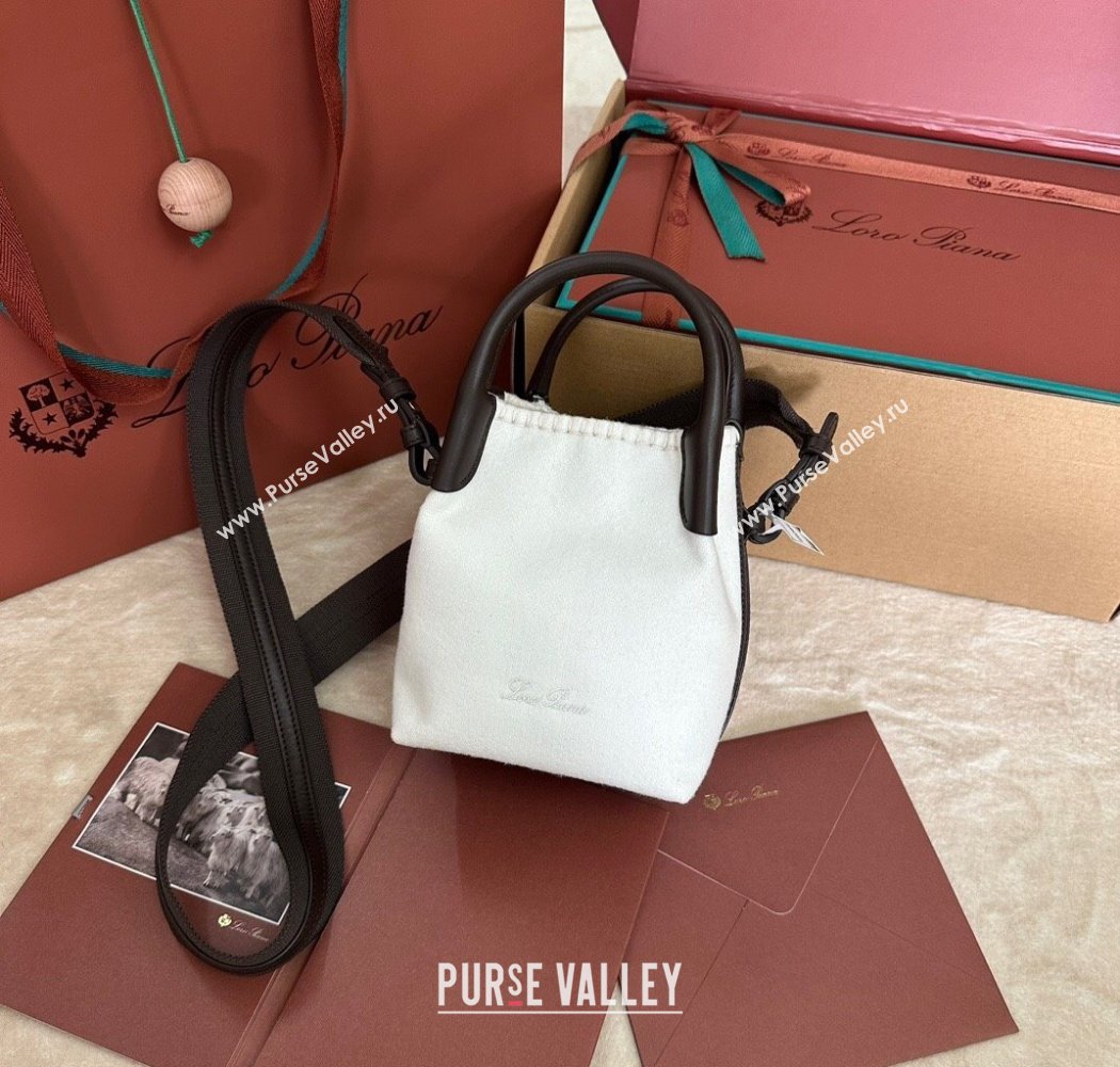 Loro Piana Small Bale Bucket Bag in White Cashmere 2025 0925 (XLU-250925066)