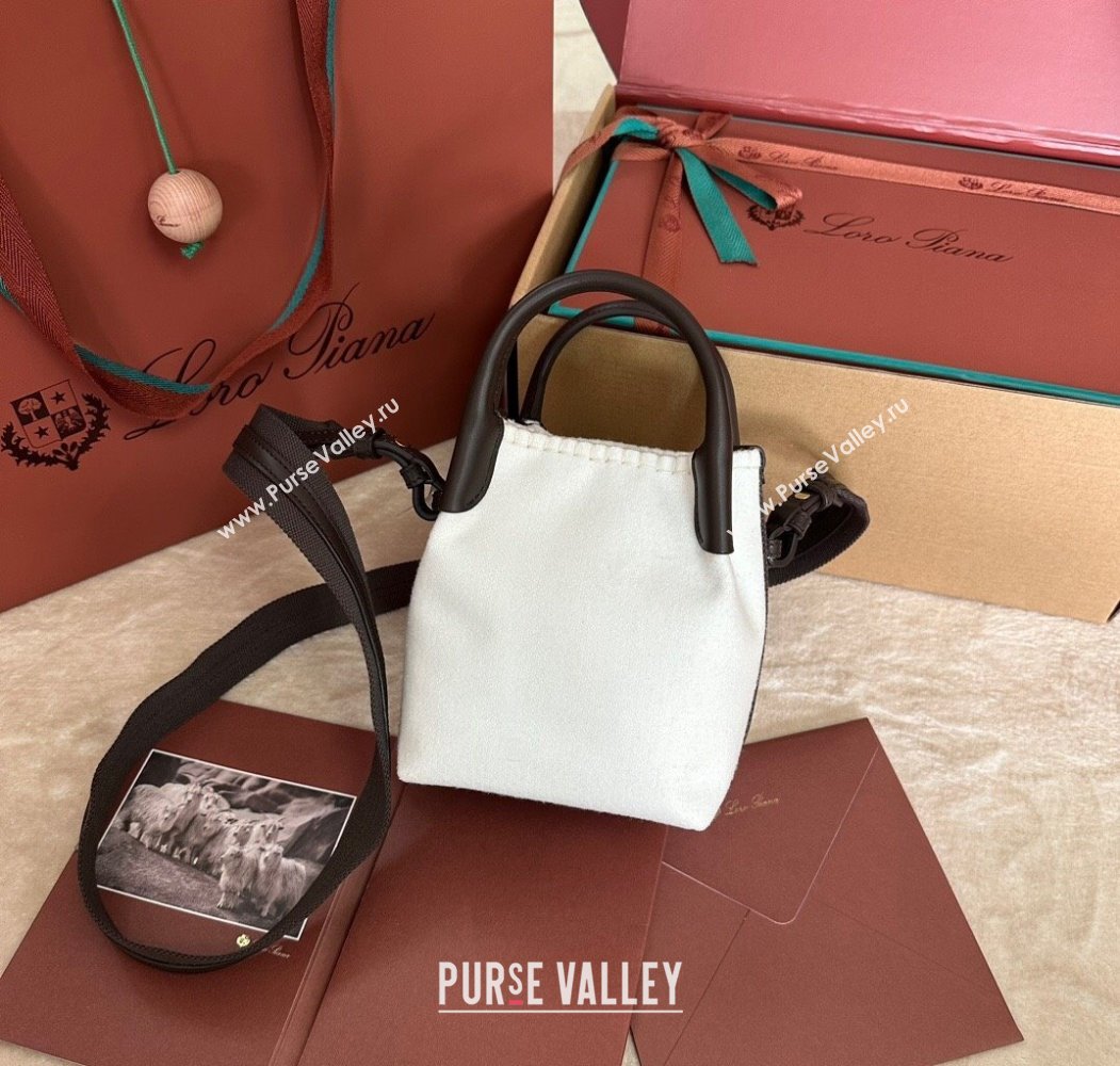 Loro Piana Small Bale Bucket Bag in White Cashmere 2025 0925 (XLU-250925066)