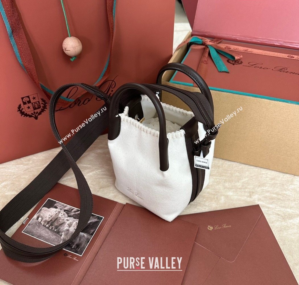 Loro Piana Small Bale Bucket Bag in White Cashmere 2025 0925 (XLU-250925066)