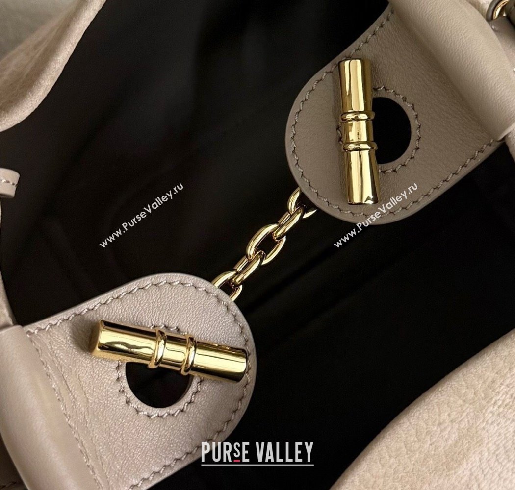 Loro Piana Small Bale Bucket Bag in Grained Nubuck Grey 2025 0925 (XLU-250925050)