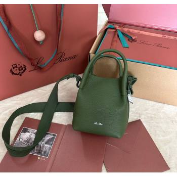 Loro Piana Small Bale Bucket Bag in Grained Calfskin Leather Lichen Green 2025 0925 (XLU-250925069)