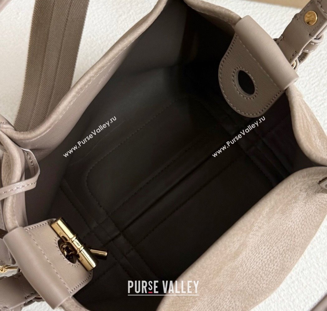 Loro Piana Small Bale Bucket Bag in Grained Nubuck Grey 2025 0925 (XLU-250925050)
