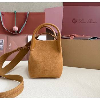 Loro Piana Micro Bale Bucket Bag in Grained Nubuck Brown 2025 0925 (XLU-250925048)