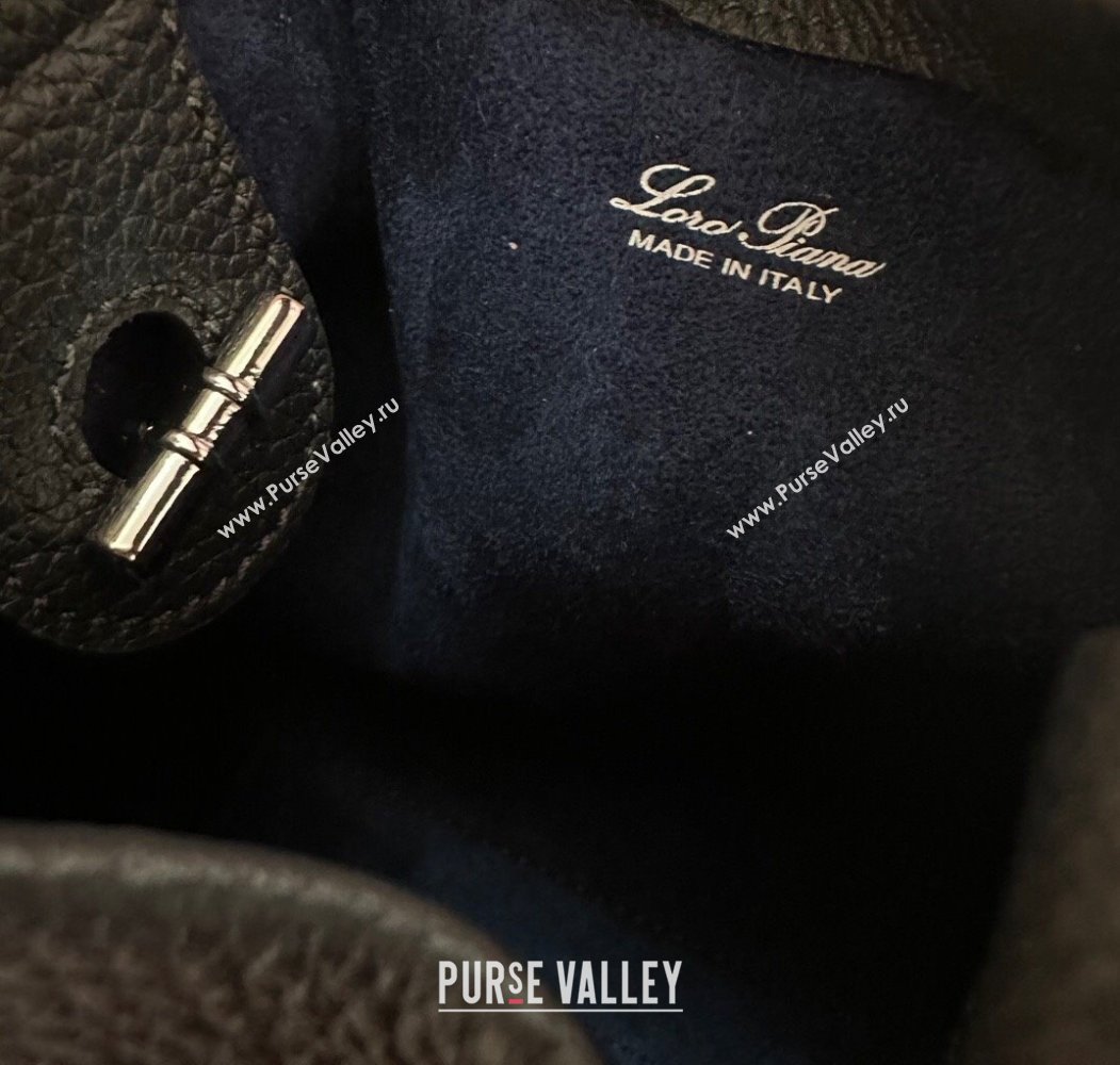 Loro Piana Small Bale Bucket Bag in Grained Calfskin Leather Dark Royal Blue 2025 0925 (XLU-250925071)