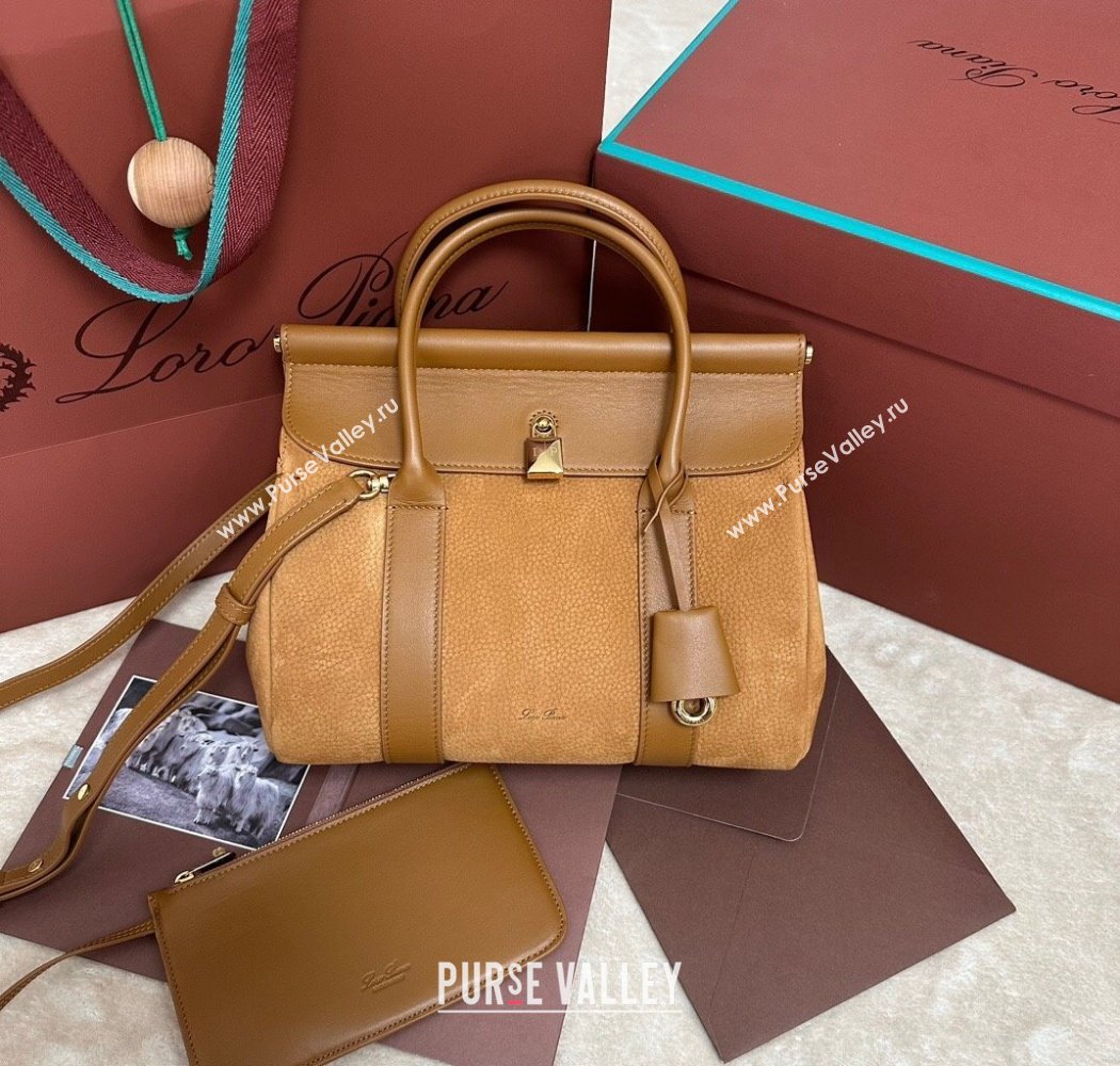 Loro Piana Loom Top Handle bag L25 in Nubuck and Calfskin Leather Brown 2025 0925 (XLU-250925072)