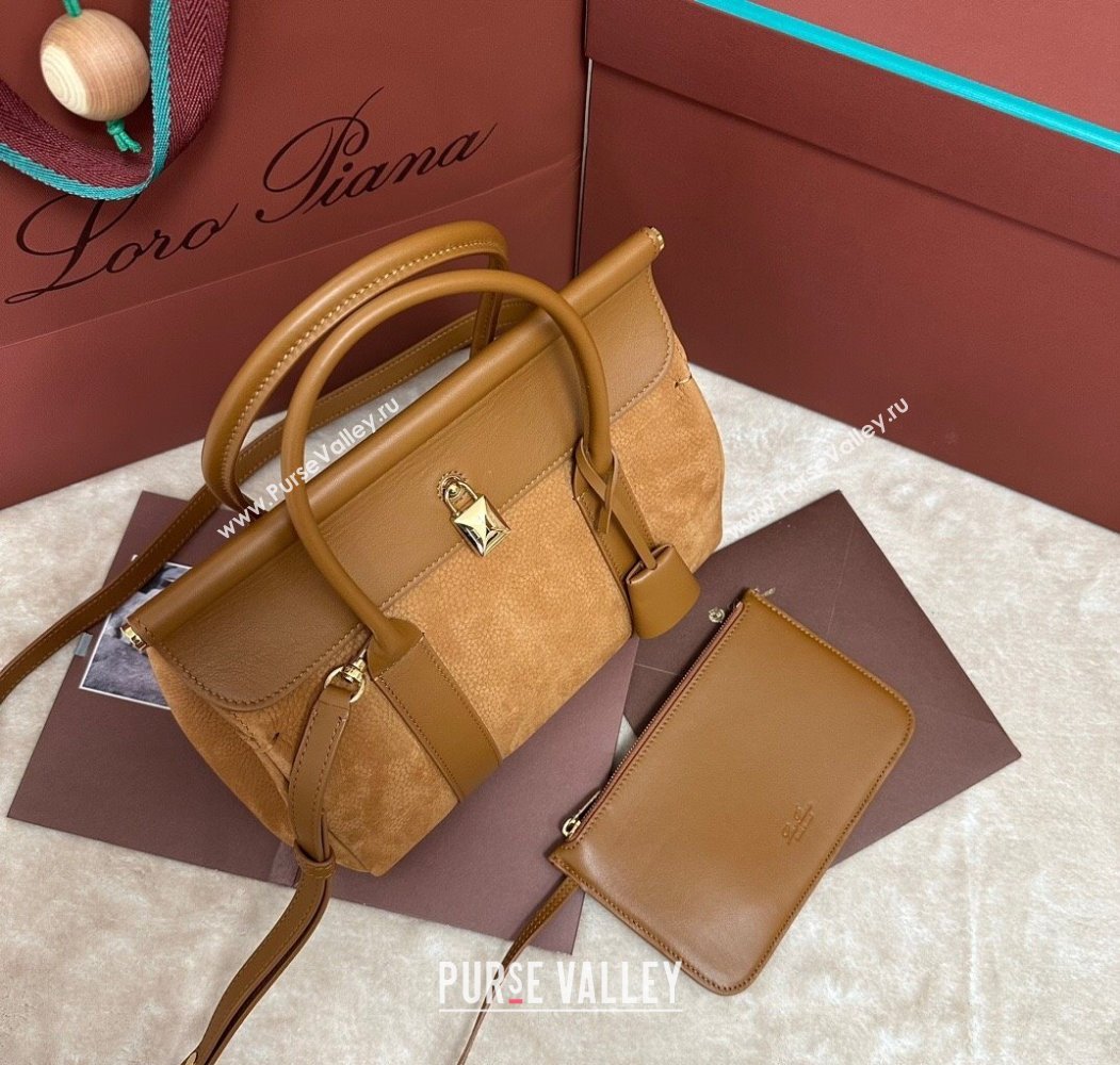 Loro Piana Loom Top Handle bag L25 in Nubuck and Calfskin Leather Brown 2025 0925 (XLU-250925072)