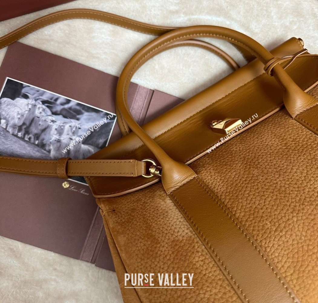 Loro Piana Loom Top Handle bag L25 in Nubuck and Calfskin Leather Brown 2025 0925 (XLU-250925072)