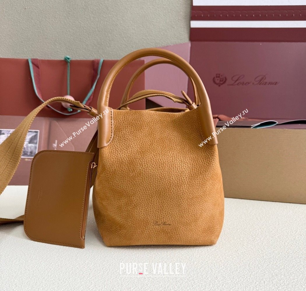 Loro Piana Small Bale Bucket Bag in Grained Nubuck Brown 2025 0925 (XLU-250925051)