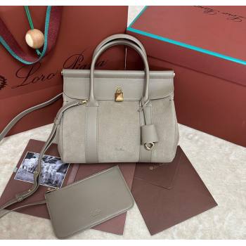 Loro Piana Loom Top Handle bag L25 in Nubuck and Calfskin Leather Grey 2025 0925 (XLU-250925073)