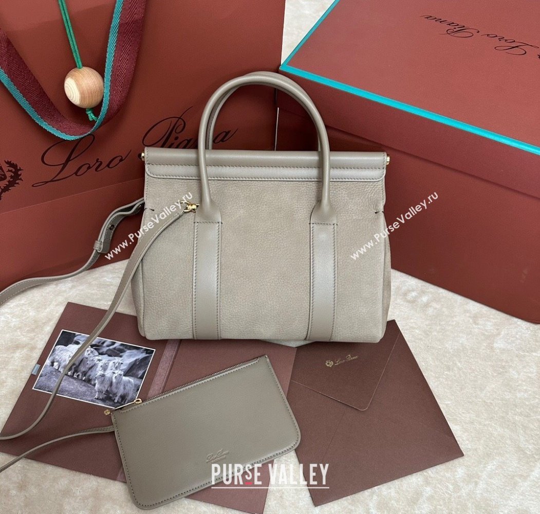 Loro Piana Loom Top Handle bag L25 in Nubuck and Calfskin Leather Grey 2025 0925 (XLU-250925073)