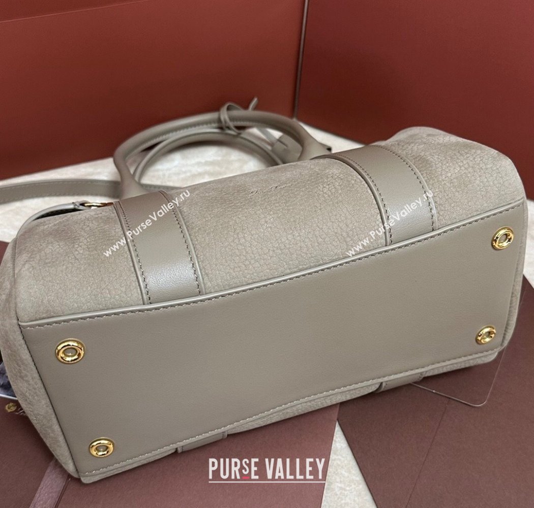 Loro Piana Loom Top Handle bag L25 in Nubuck and Calfskin Leather Grey 2025 0925 (XLU-250925073)