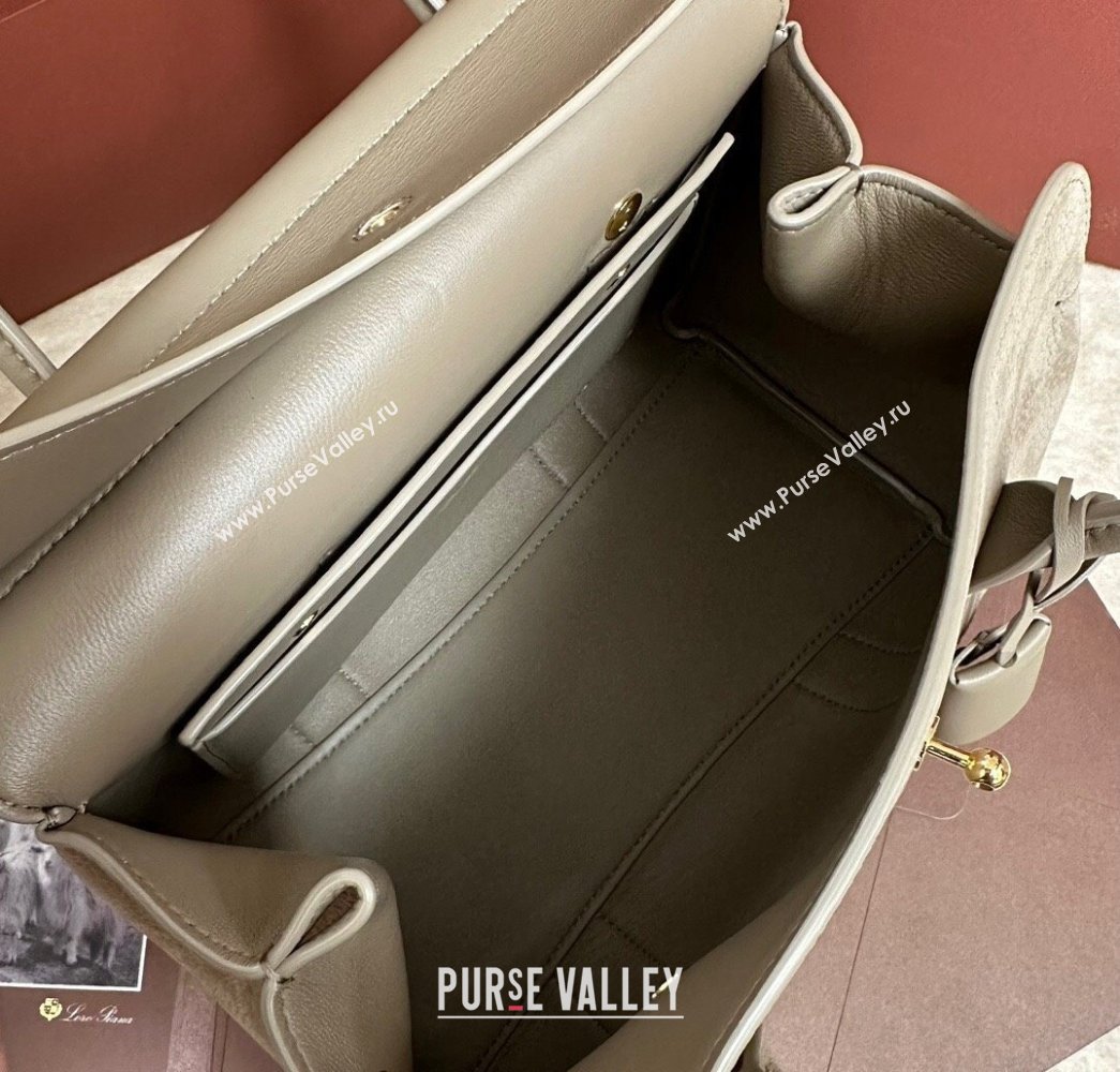 Loro Piana Loom Top Handle bag L25 in Nubuck and Calfskin Leather Grey 2025 0925 (XLU-250925073)