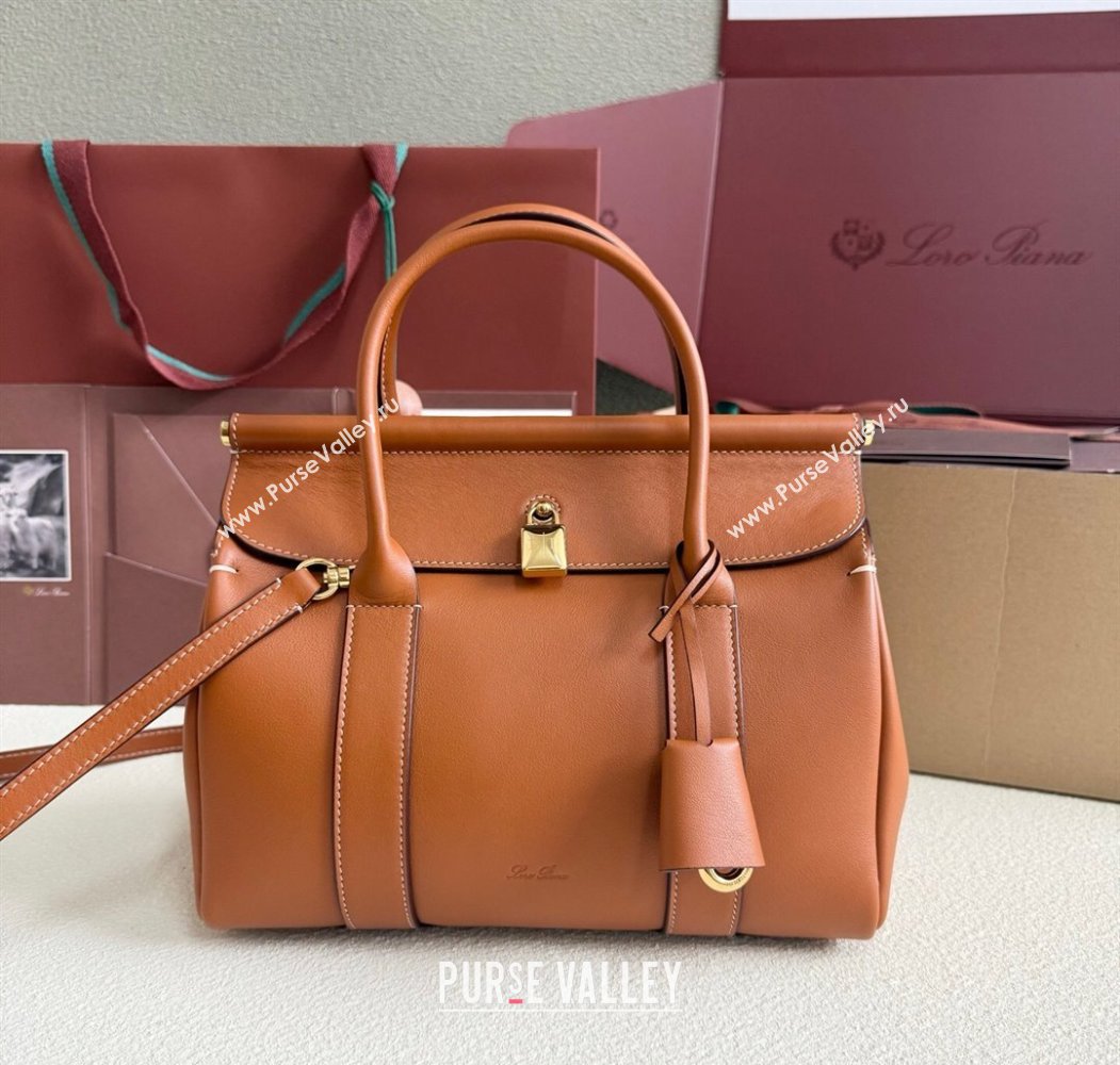 Loro Piana Loom Top Handle bag L25 in Smooth Calfskin Leather Brown 2025 0925 (XLU-250925074)