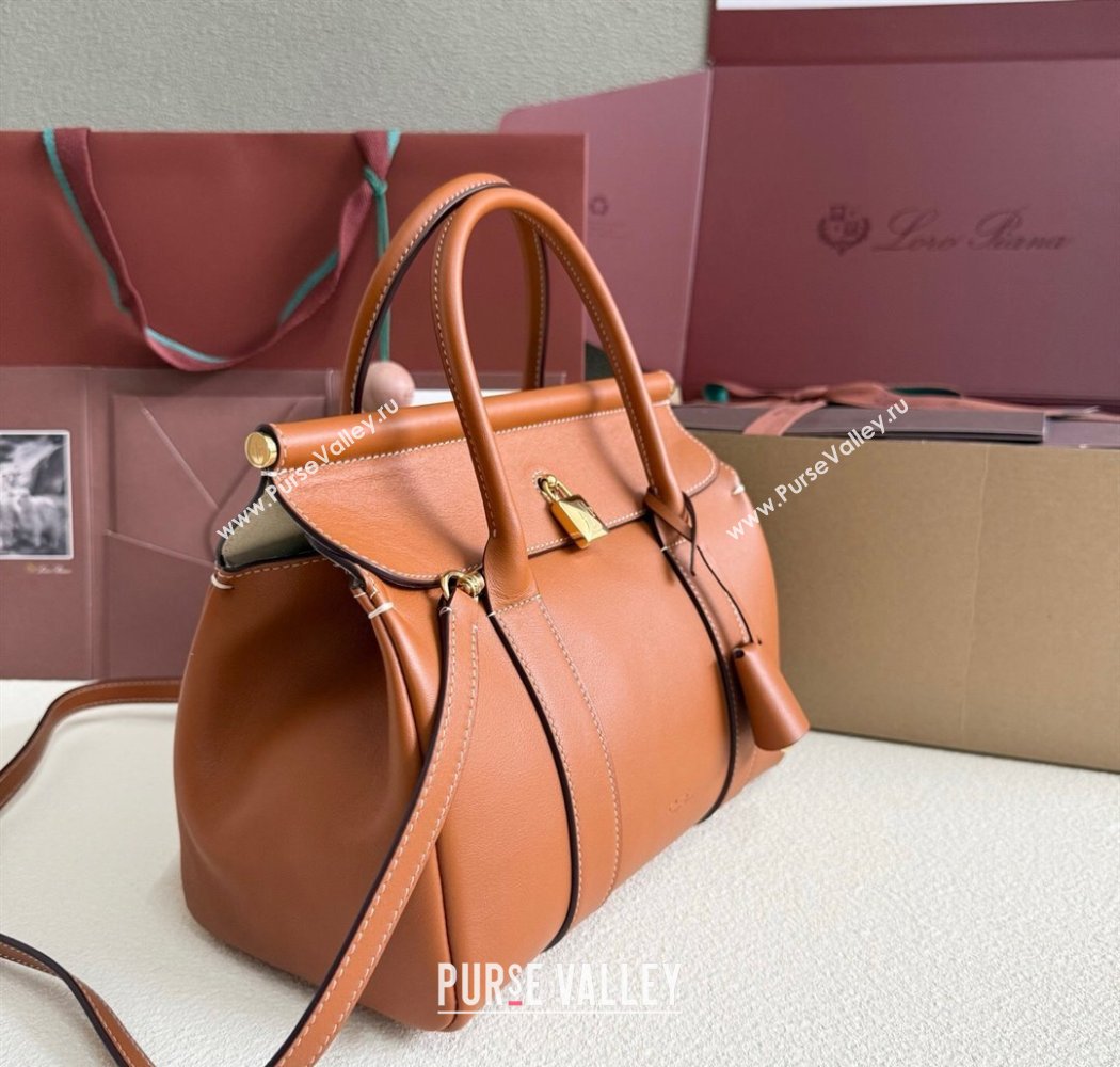 Loro Piana Loom Top Handle bag L25 in Smooth Calfskin Leather Brown 2025 0925 (XLU-250925074)