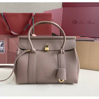 Loro Piana Loom Top Handle bag L25 in Grained Calfskin Leather Rock Grey 2025 0925 (XLU-250925075)