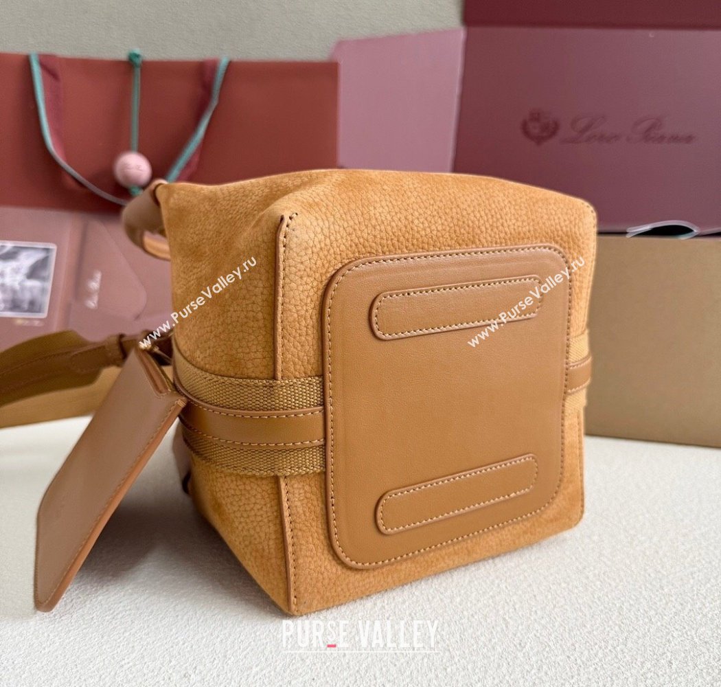 Loro Piana Small Bale Bucket Bag in Grained Nubuck Brown 2025 0925 (XLU-250925051)