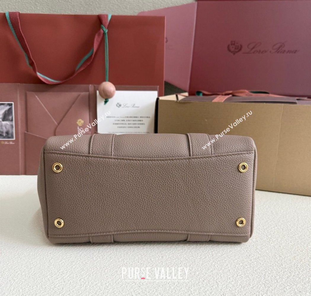 Loro Piana Loom Top Handle bag L25 in Grained Calfskin Leather Rock Grey 2025 0925 (XLU-250925075)