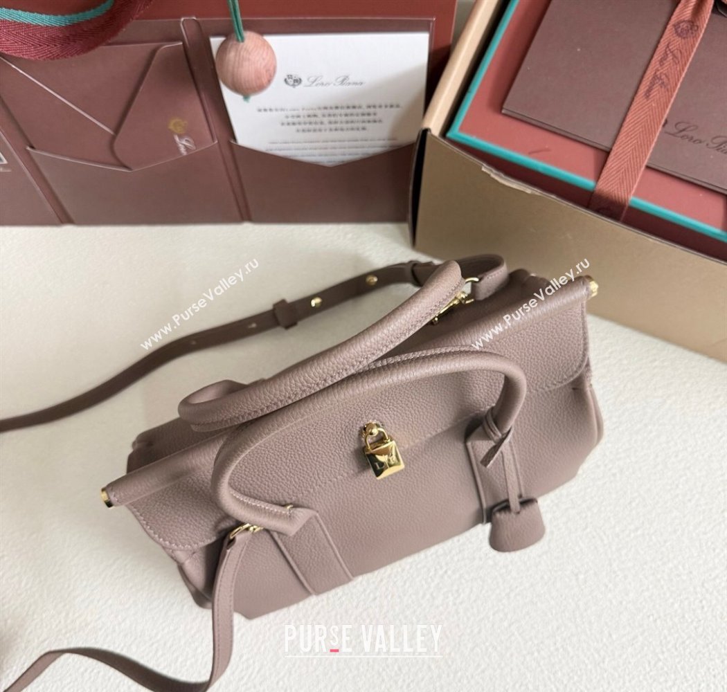 Loro Piana Loom Top Handle bag L25 in Grained Calfskin Leather Rock Grey 2025 0925 (XLU-250925075)