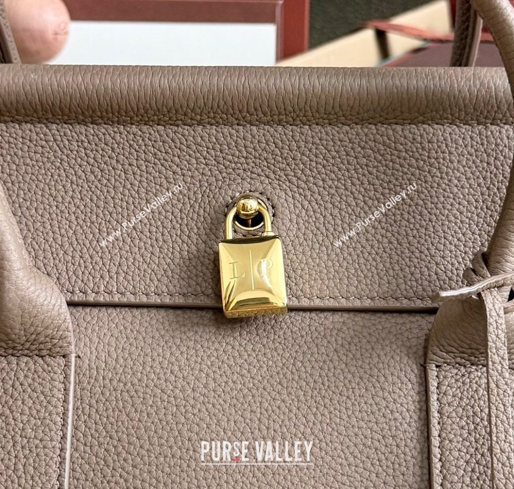 Loro Piana Loom Top Handle bag L25 in Grained Calfskin Leather Rock Grey 2025 0925 (XLU-250925075)