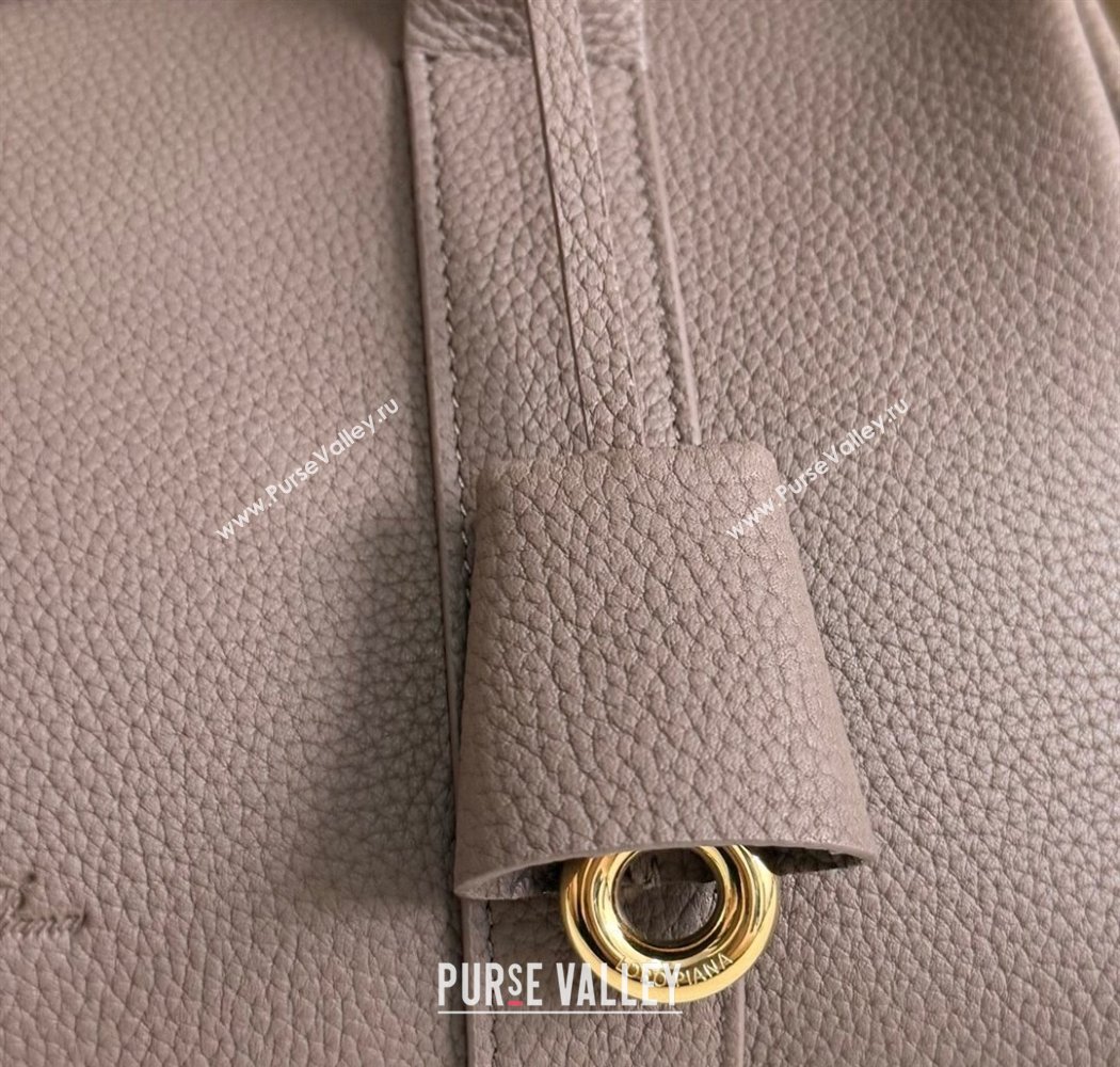 Loro Piana Loom Top Handle bag L25 in Grained Calfskin Leather Rock Grey 2025 0925 (XLU-250925075)