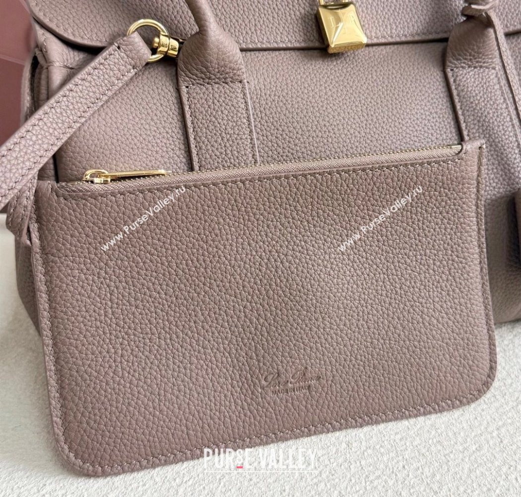 Loro Piana Loom Top Handle bag L25 in Grained Calfskin Leather Rock Grey 2025 0925 (XLU-250925075)