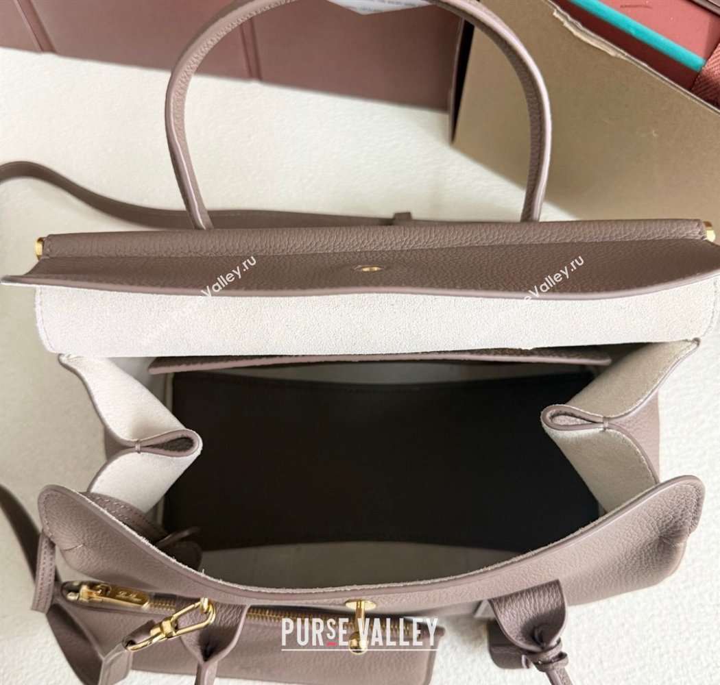 Loro Piana Loom Top Handle bag L25 in Grained Calfskin Leather Rock Grey 2025 0925 (XLU-250925075)