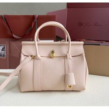 Loro Piana Loom Top Handle bag L25 in Grained Calfskin Leather Cream Honey Pink 2025 0925 (XLU-250925076)