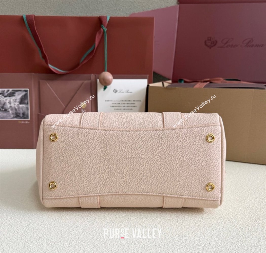 Loro Piana Loom Top Handle bag L25 in Grained Calfskin Leather Cream Honey Pink 2025 0925 (XLU-250925076)