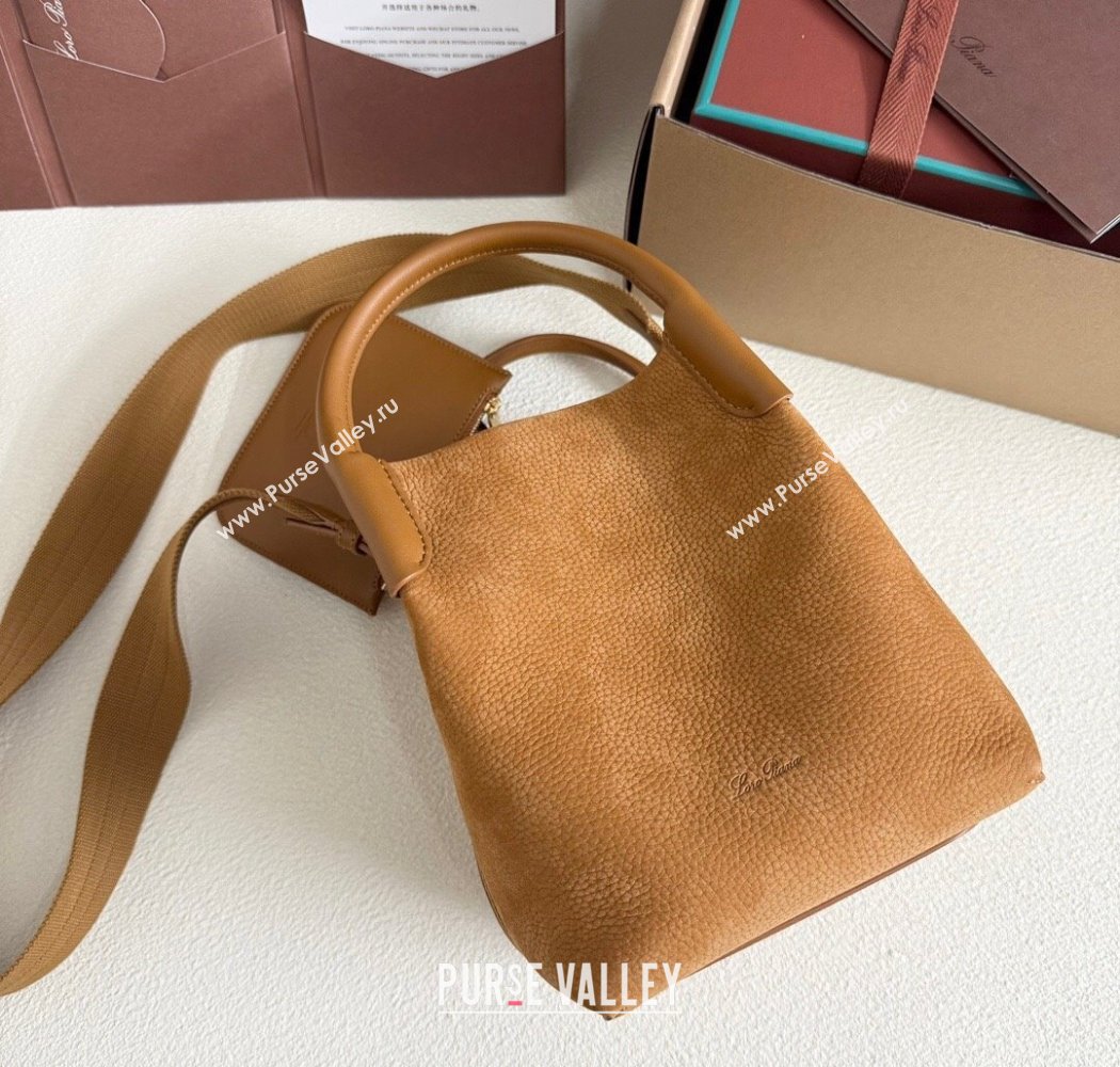 Loro Piana Small Bale Bucket Bag in Grained Nubuck Brown 2025 0925 (XLU-250925051)