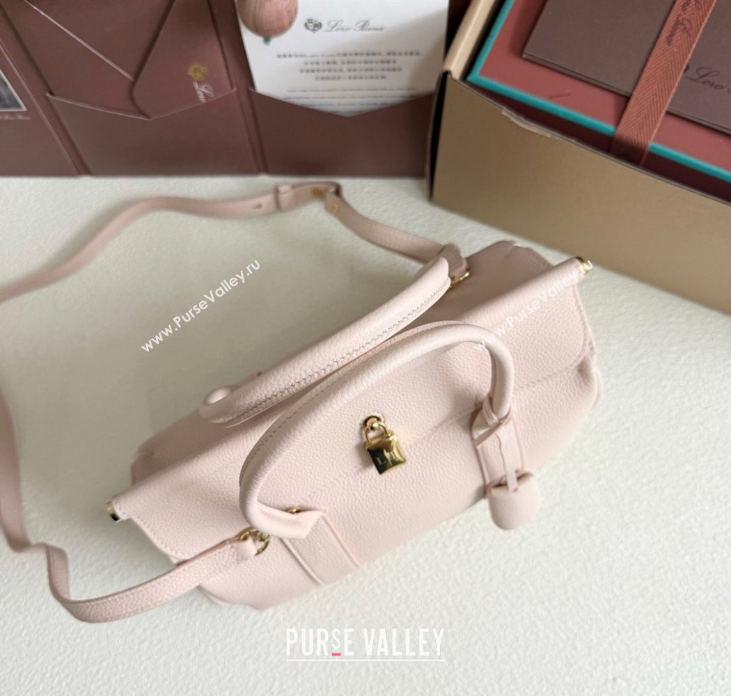 Loro Piana Loom Top Handle bag L25 in Grained Calfskin Leather Cream Honey Pink 2025 0925 (XLU-250925076)