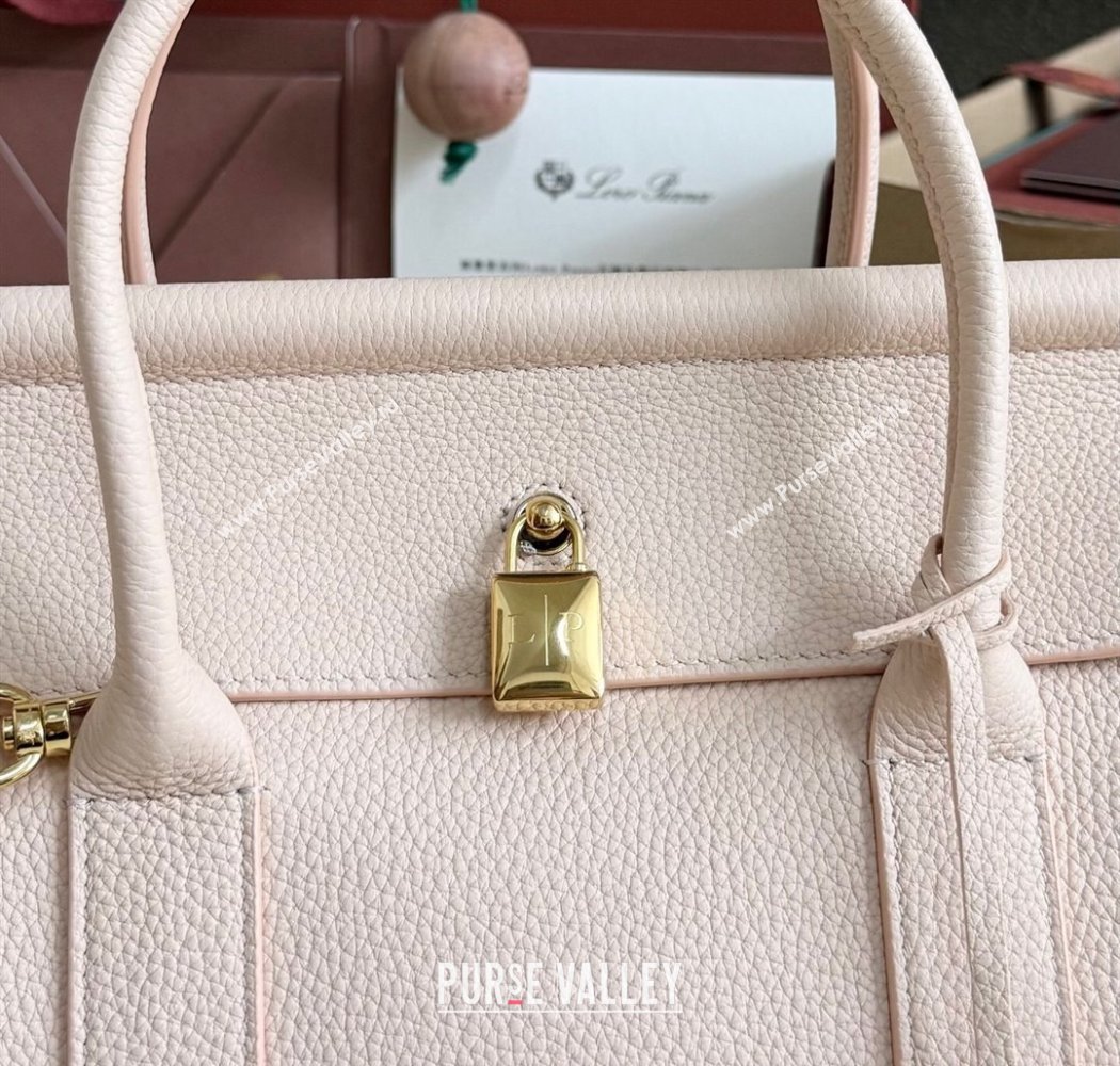Loro Piana Loom Top Handle bag L25 in Grained Calfskin Leather Cream Honey Pink 2025 0925 (XLU-250925076)