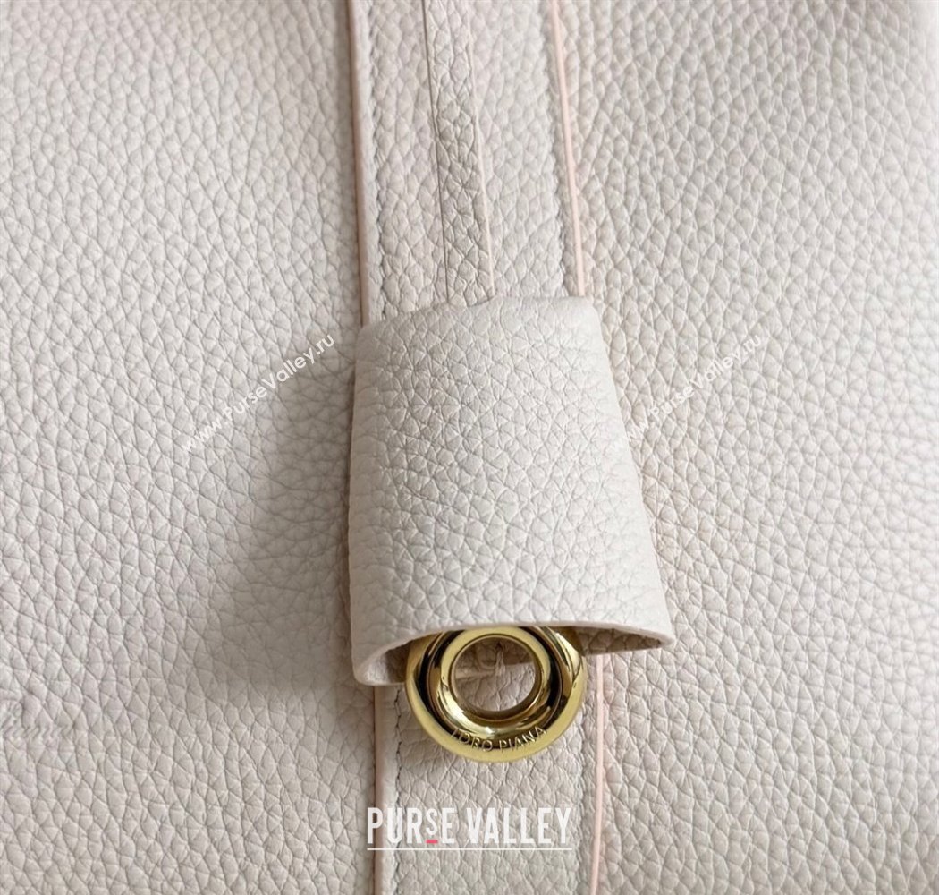 Loro Piana Loom Top Handle bag L25 in Grained Calfskin Leather Cream Honey Pink 2025 0925 (XLU-250925076)