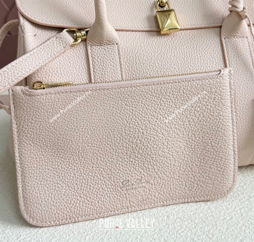 Loro Piana Loom Top Handle bag L25 in Grained Calfskin Leather Cream Honey Pink 2025 0925 (XLU-250925076)