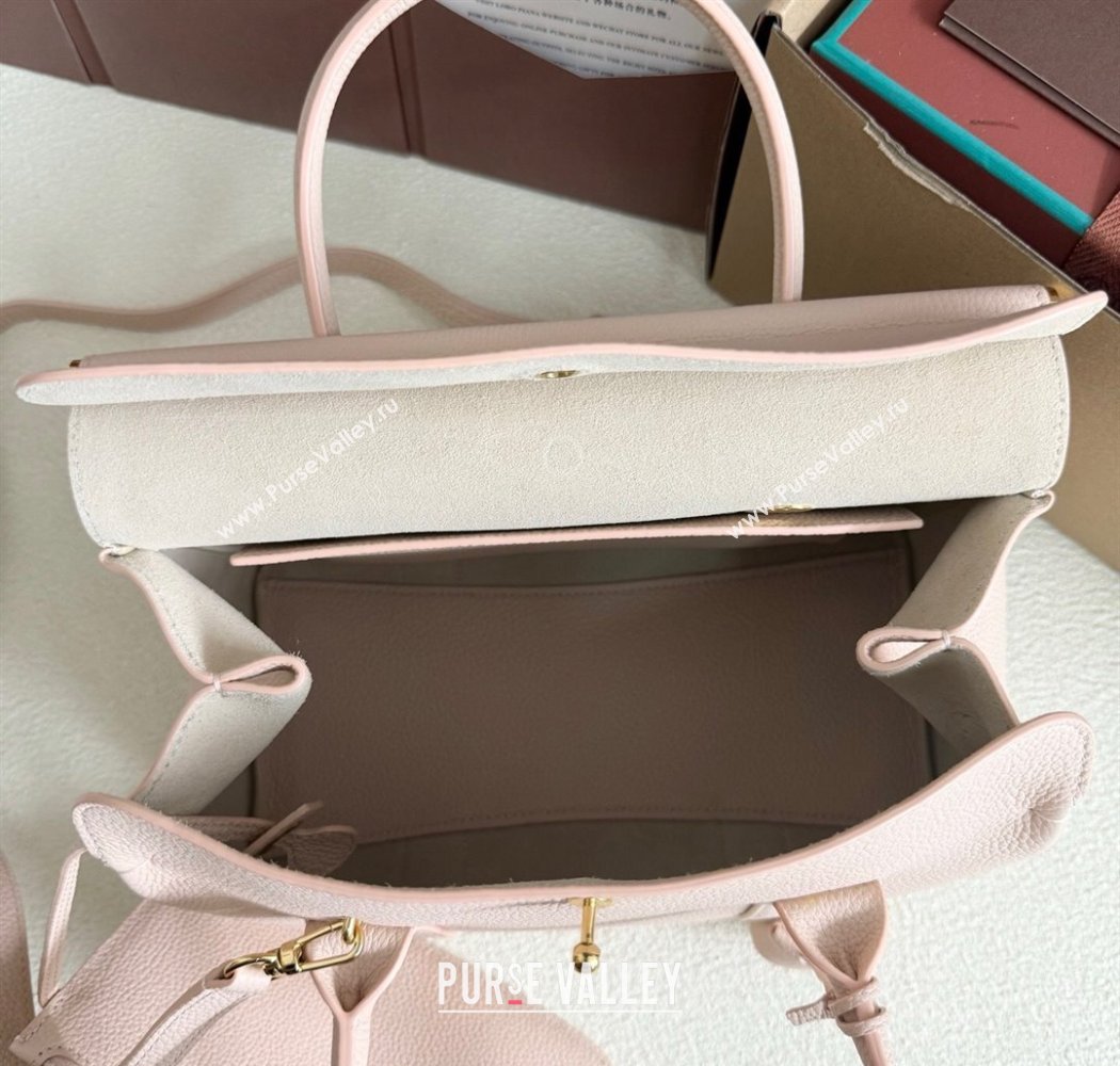 Loro Piana Loom Top Handle bag L25 in Grained Calfskin Leather Cream Honey Pink 2025 0925 (XLU-250925076)