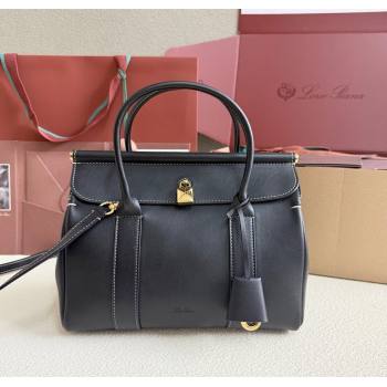 Loro Piana Loom Top Handle bag L25 in Smooth Calfskin Leather Black 2025 0925 (XLU-250925077)