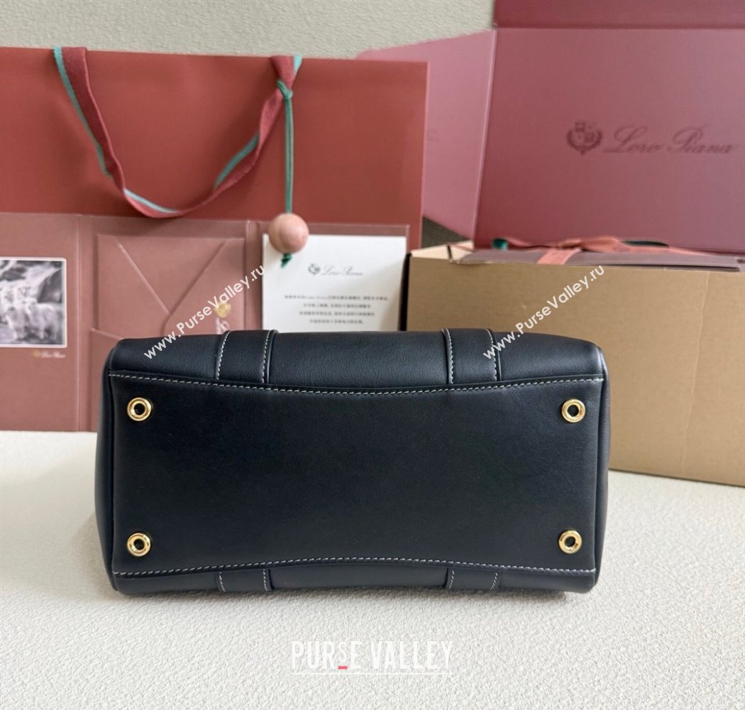 Loro Piana Loom Top Handle bag L25 in Smooth Calfskin Leather Black 2025 0925 (XLU-250925077)