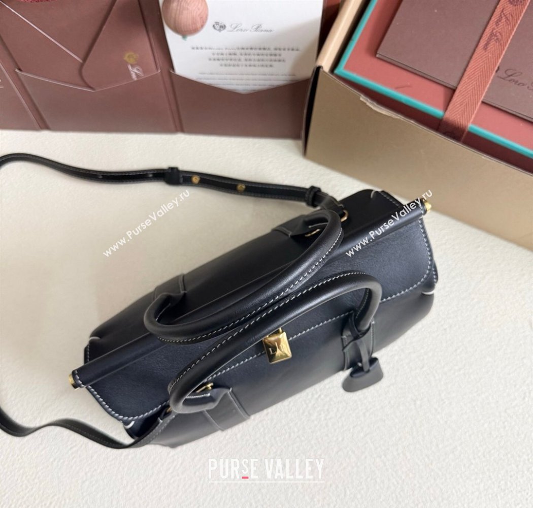 Loro Piana Loom Top Handle bag L25 in Smooth Calfskin Leather Black 2025 0925 (XLU-250925077)
