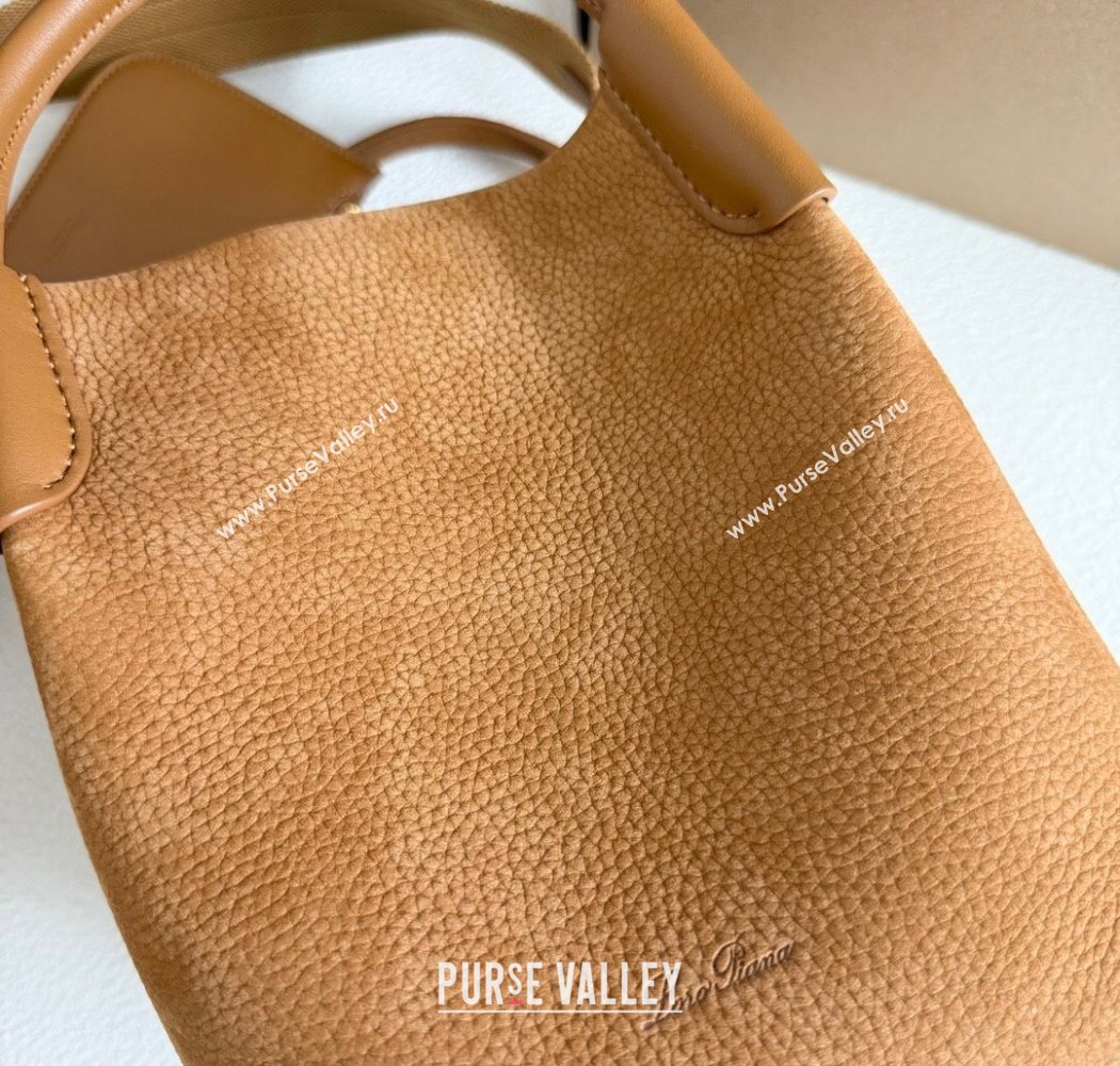 Loro Piana Small Bale Bucket Bag in Grained Nubuck Brown 2025 0925 (XLU-250925051)